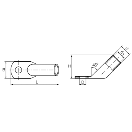 КВТ Наконечник угловой (45°) медный луженый ТМЛс(45) 95-12 (мин партия 25 шт.) 77807 KVT КВТ Наконечник угловой (45°) медный луженый ТМЛс(45) 95-12 (мин партия 25 шт.) 77807 KVT