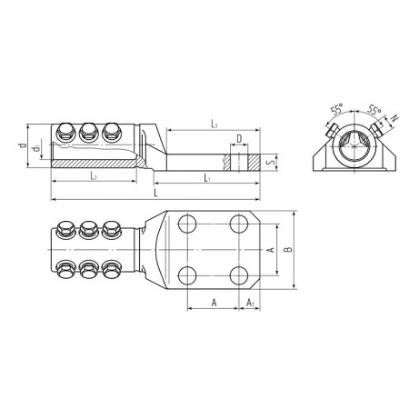 КВТ Наконечник болтовой для электротранспорта 6НБТ-500 78400 KVT КВТ Наконечник болтовой для электротранспорта 6НБТ-500 78400 KVT